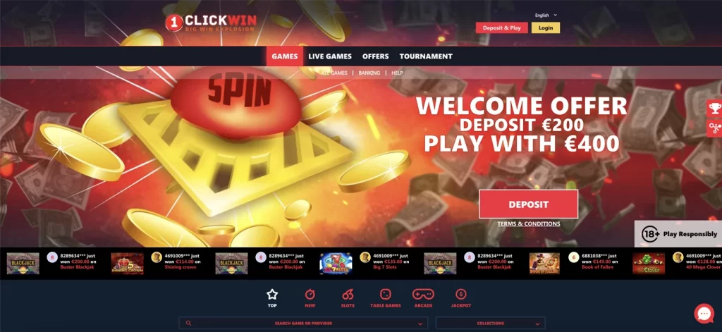 1ClickWin Online Casino Features