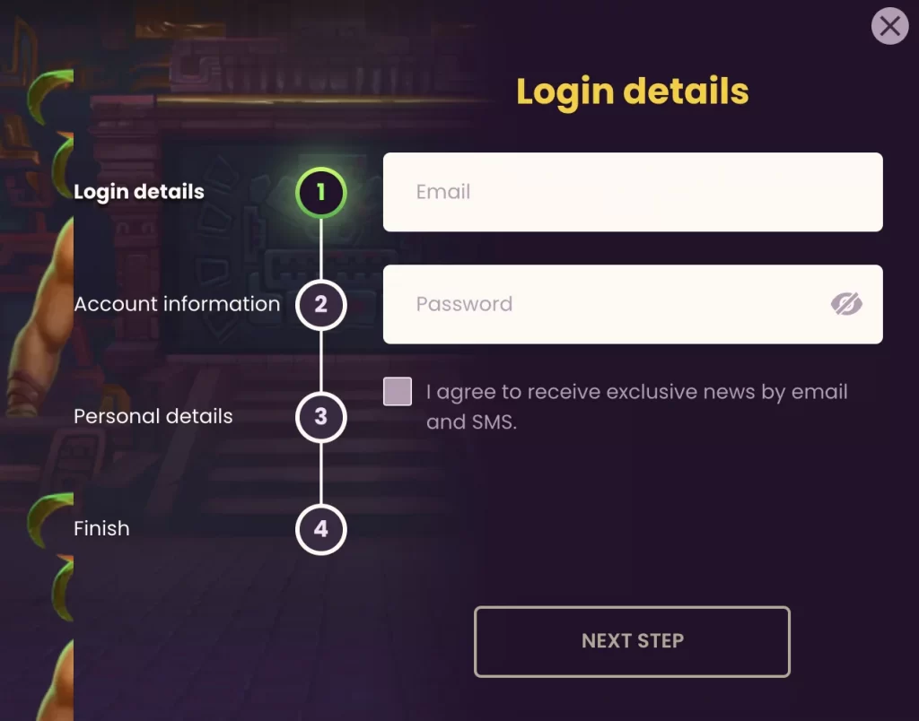 Account Registration at Bizzo Casino