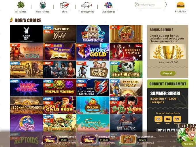 Bob Casino Games Lobby