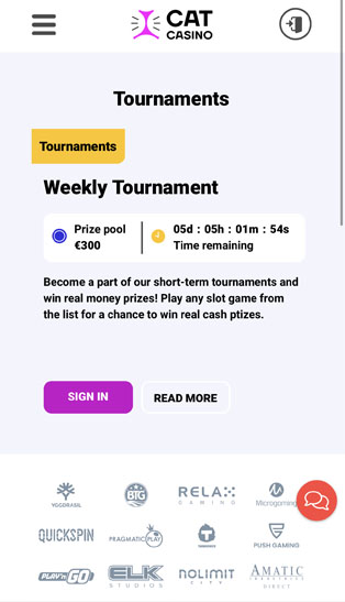 Cat casino tournaments page