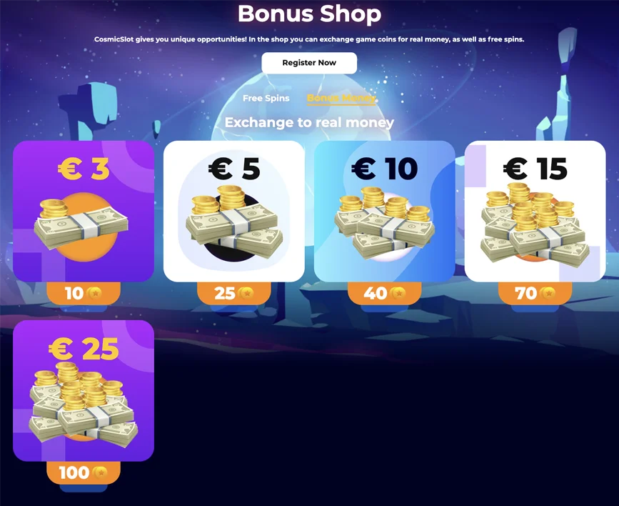 Bonus Shop at Cosmic Slot Online Casino