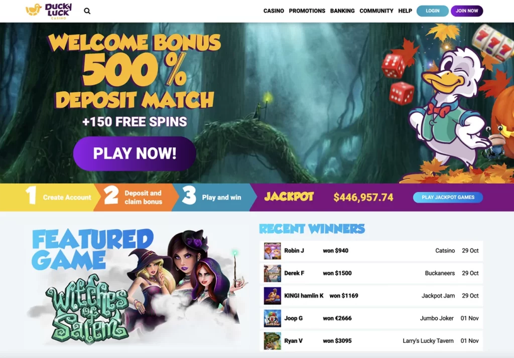 Ducky Luck Online Casino Features
