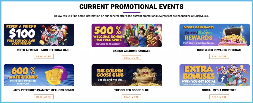 Other Promotions at Ducky Luck