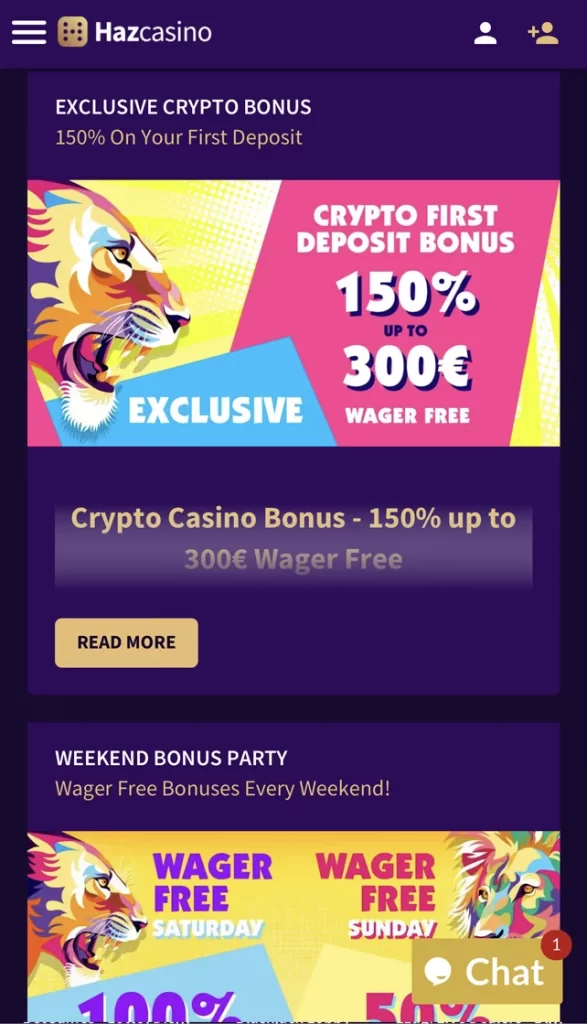 Mobile Version Promotions and Bonuses Page
