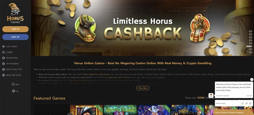 Horus Online Casino Features