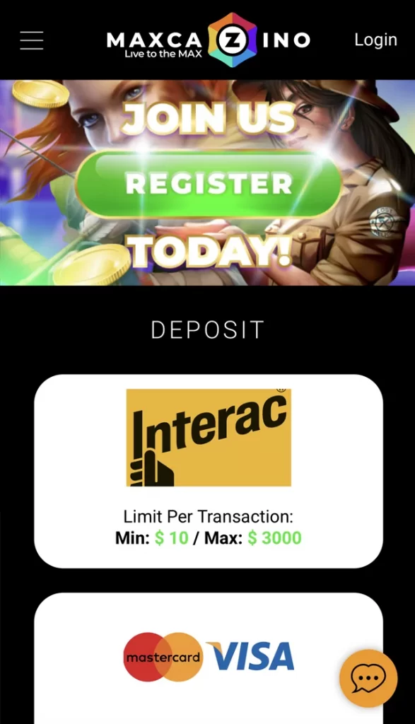 Mobile Version Deposit Home page