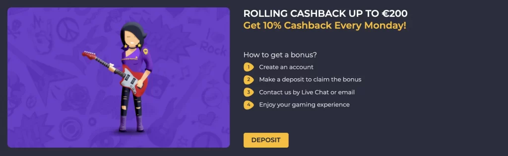 RollingSlots Casino Cashback Program