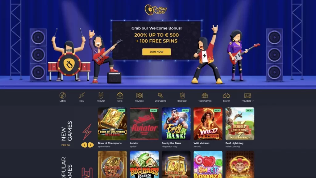 Rolling Slots Online Casino Features