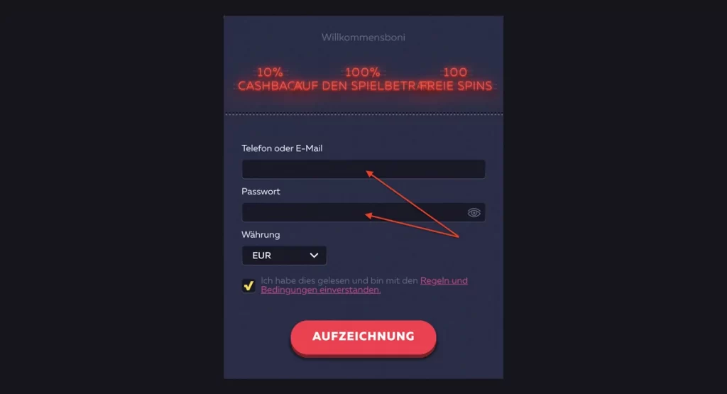 Füllen sie die informationen aus
