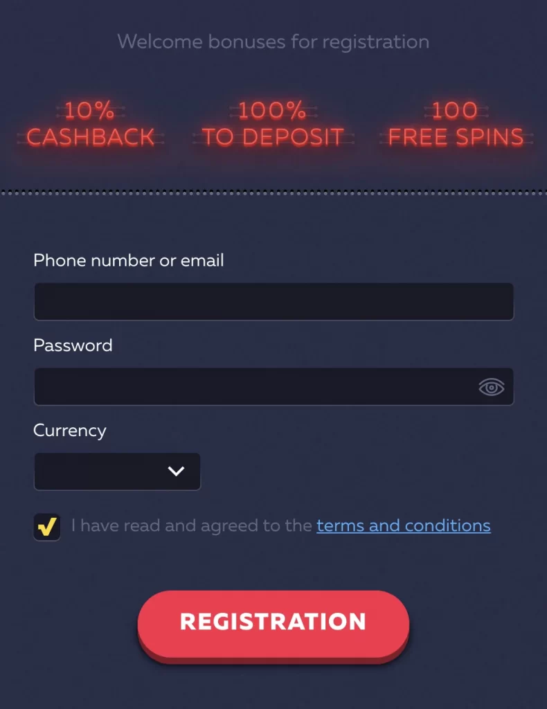 Registration for Vavada Casino