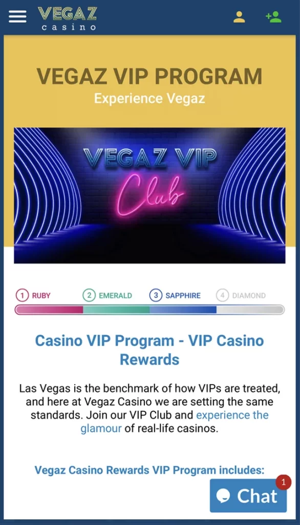 Mobile Version Vip Program Page