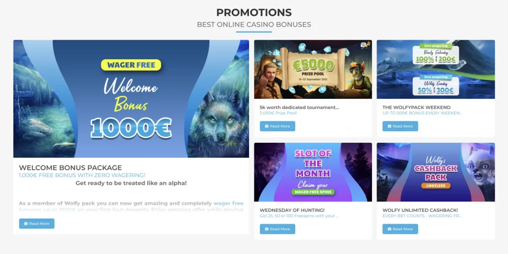 Wolfy Casino Bonus Offers and Promotions