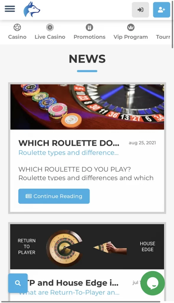 WolfyCasino News Mobile Page