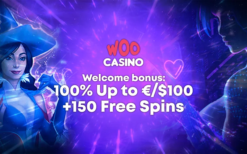 Description of the bonus in Woo casino with a fairy in the background