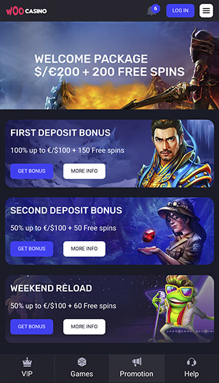 WooCasino Bonuses Page