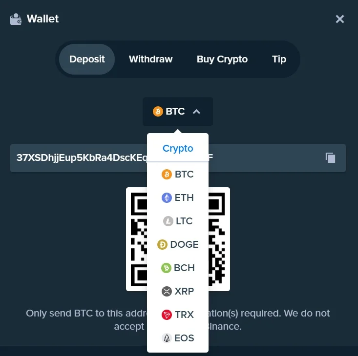 Stake Casino Deposit methods