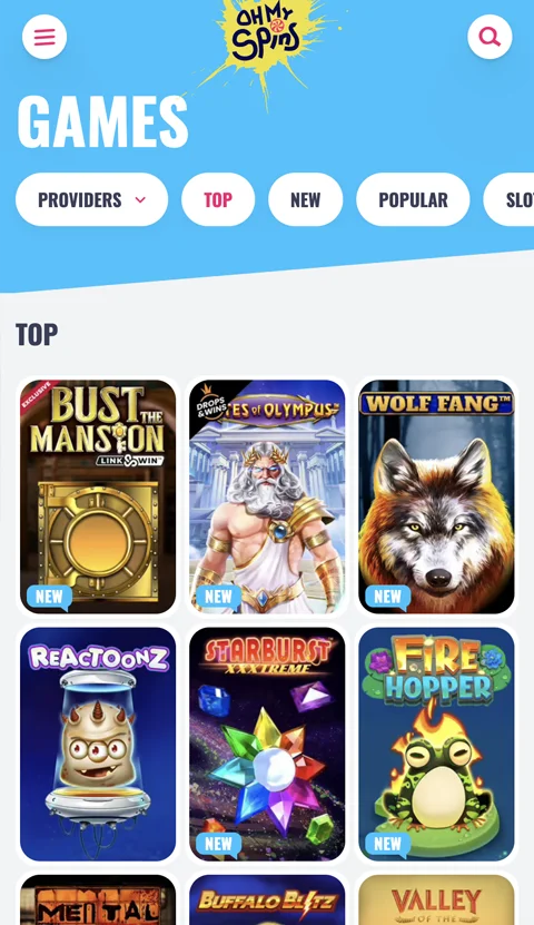 Mobile Version Games Page