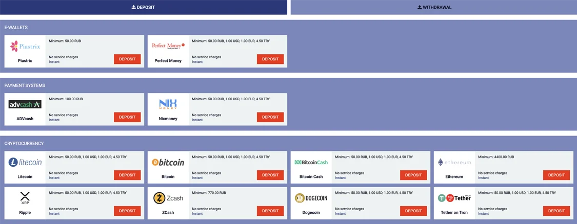 Deposits and Payouts