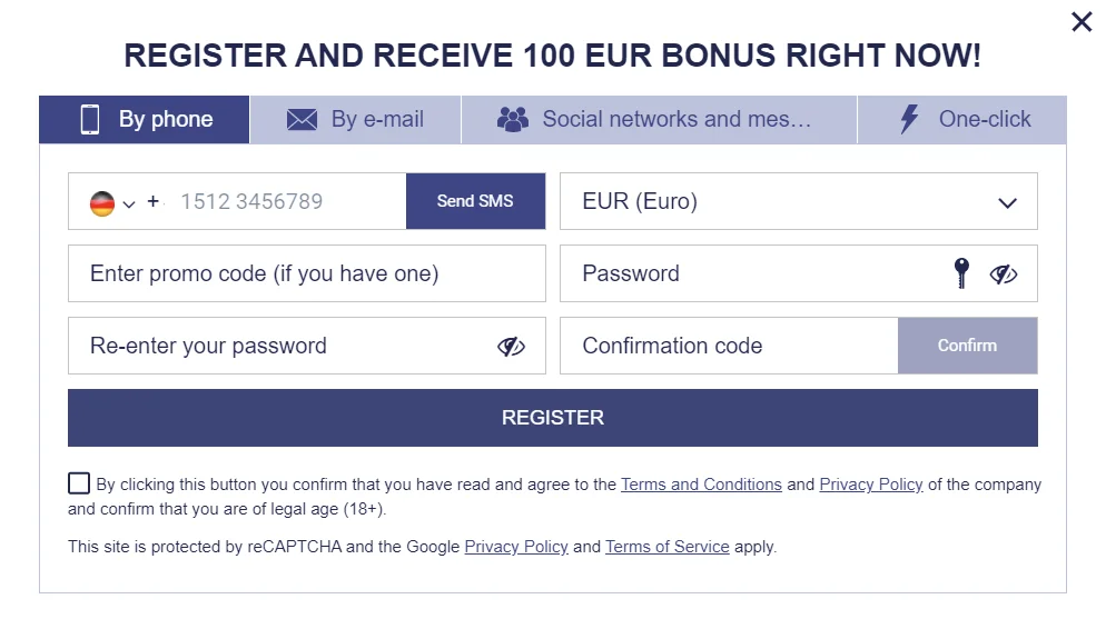 Paripesa Casino Registration Form