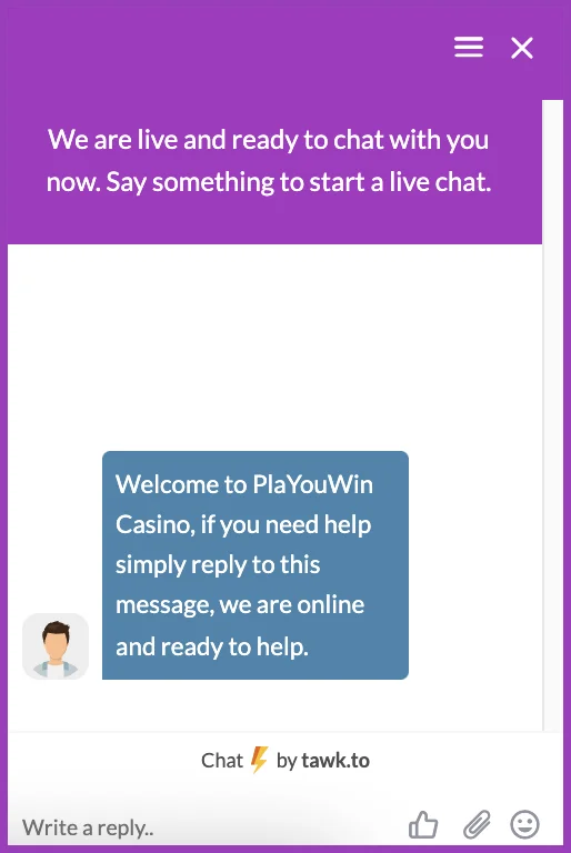 Online Chat at Pla You Win Casino 