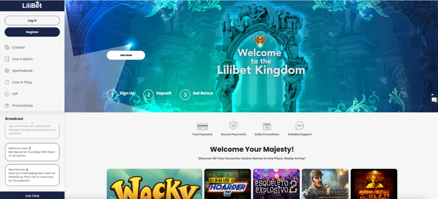 LiliBet Casino Usability & Design