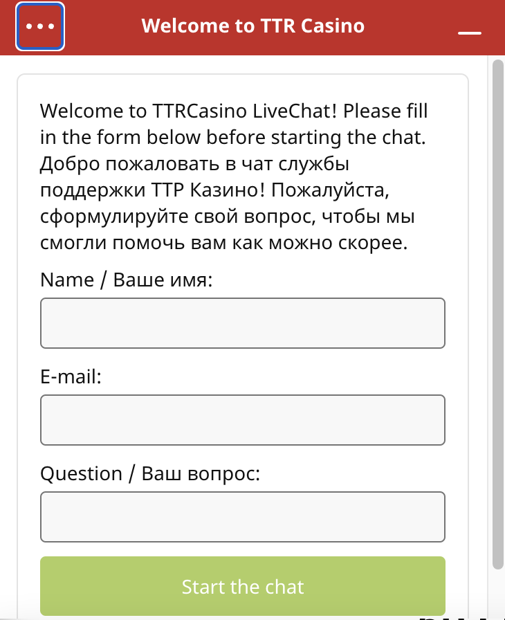 TTR Casino Live Chat