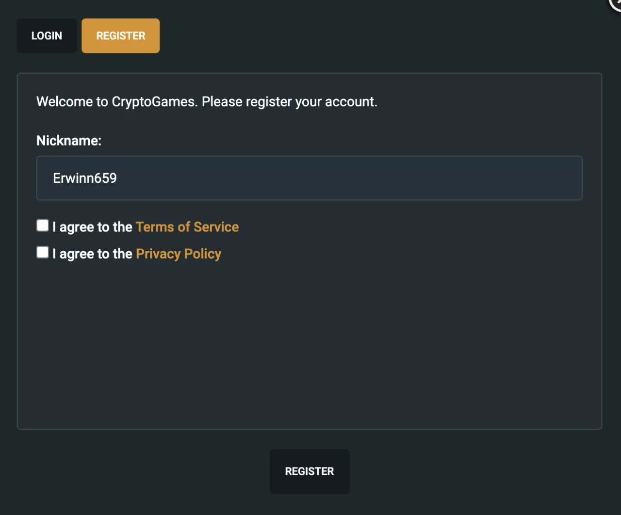 Gryptogames Casino The Registration Process