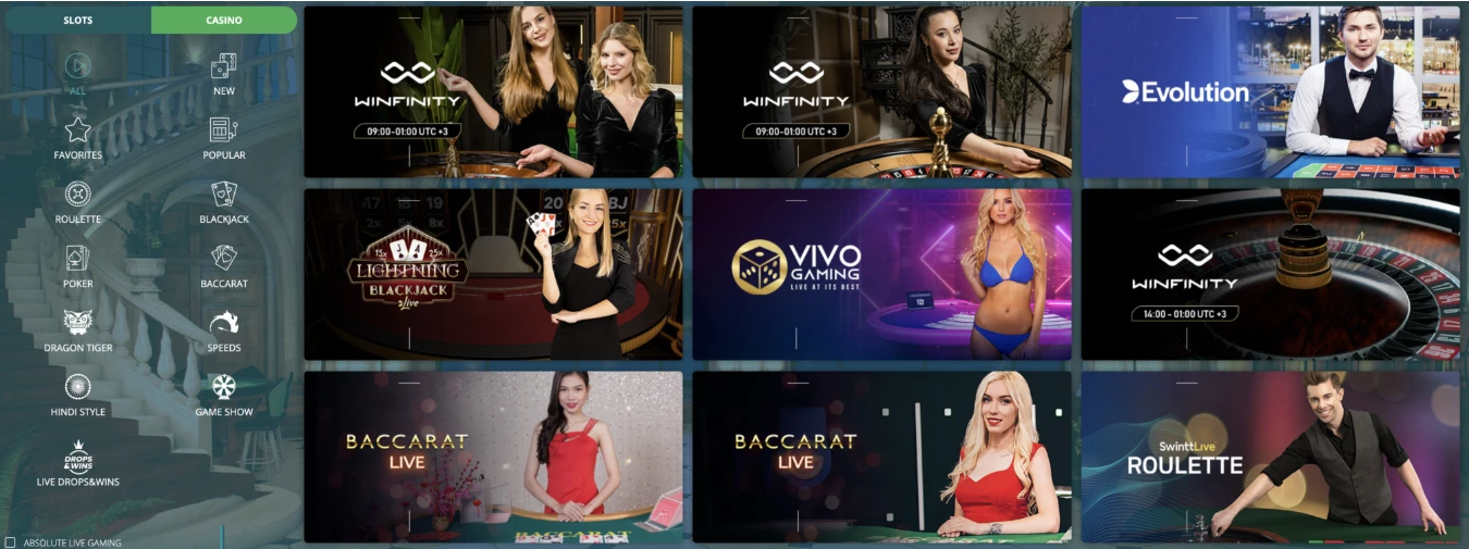 Table Games at 22 Bet Online Casino