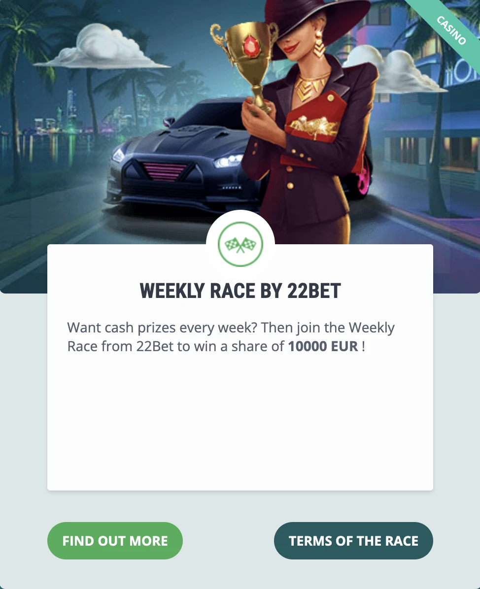 22BET Casino Weekly Race