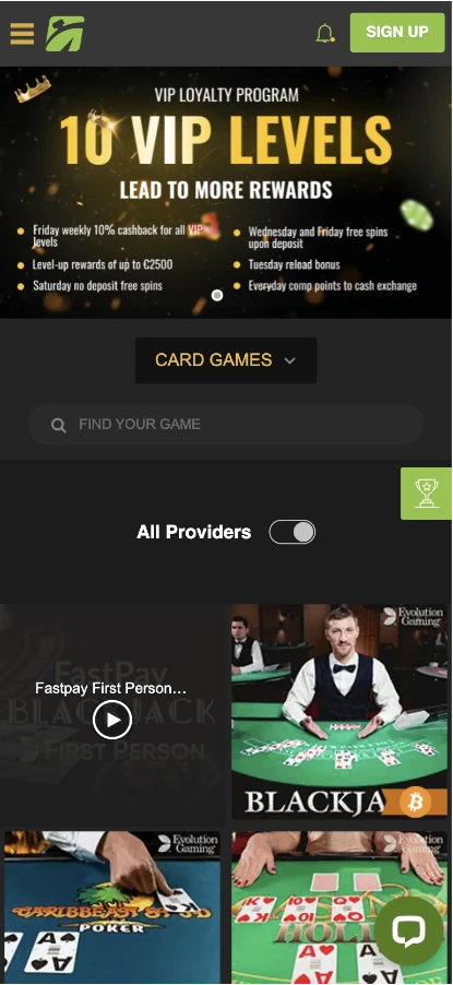Fast Pay Mobile Card Games Page