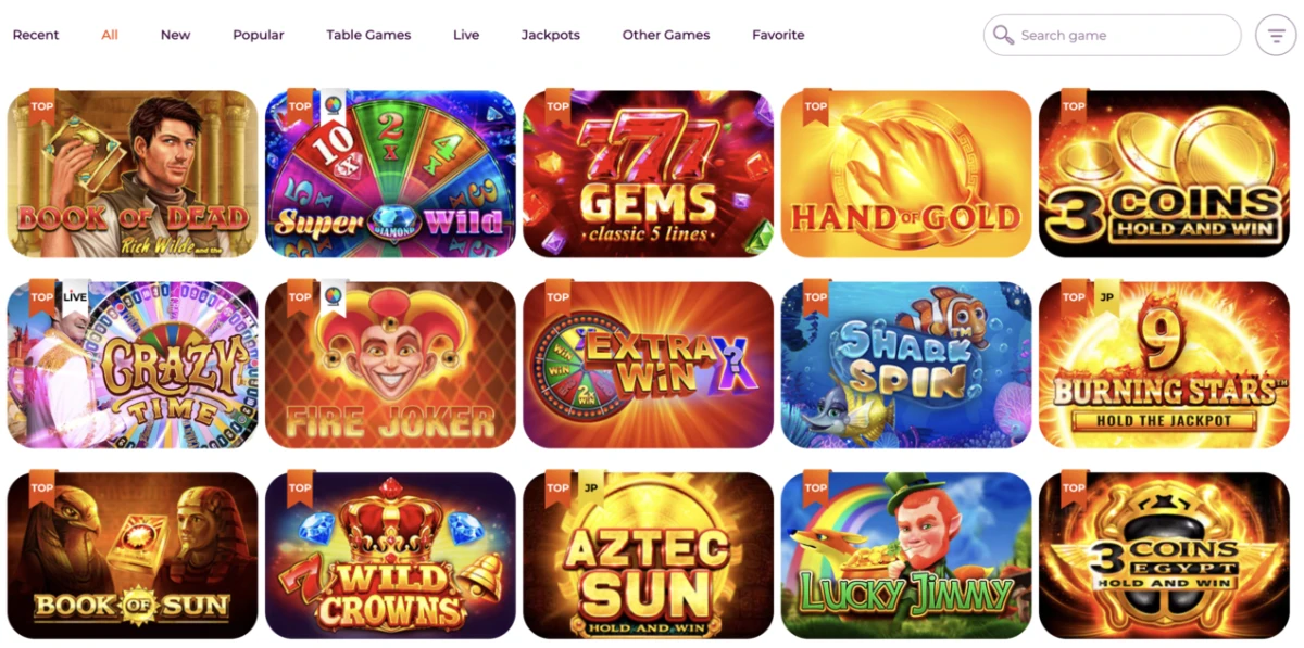 The Game Selection at AllRight Casino