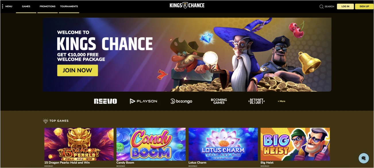 Kings Chance Casino Home Page