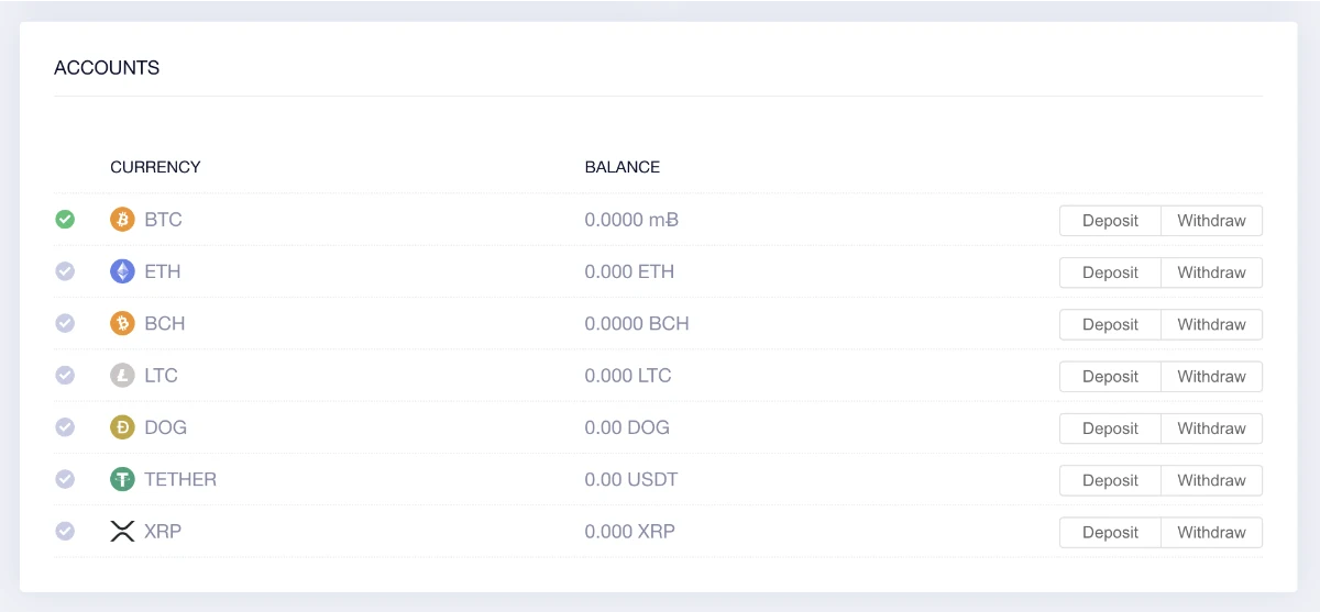 Deposits and Withdrawals at mBitcasino