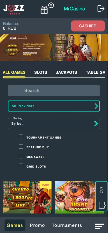 JOZZ Casino Mobile Version