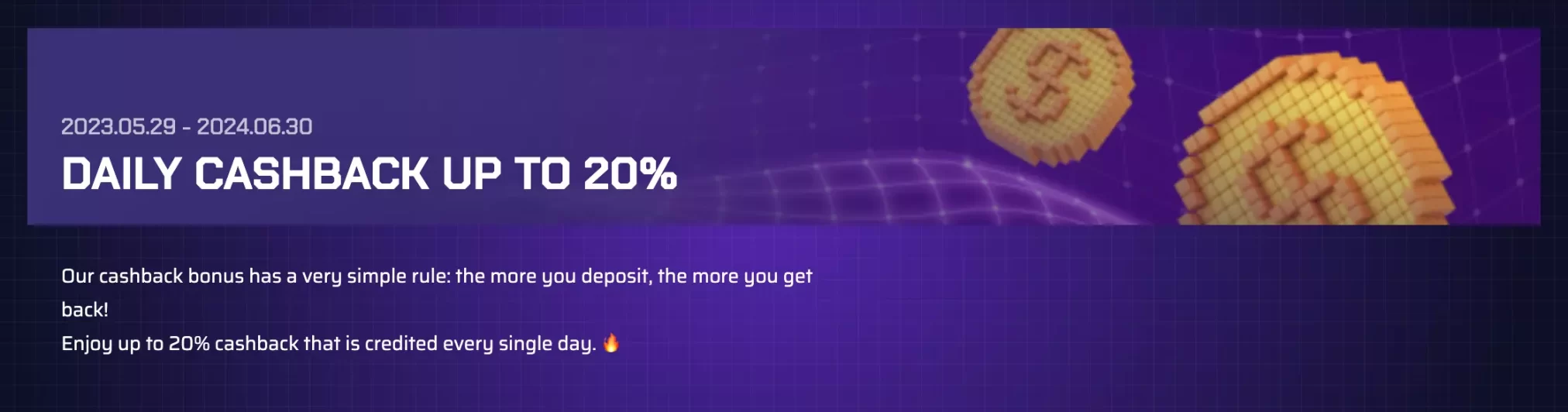 Daily Cashback bonus at Justbit.io