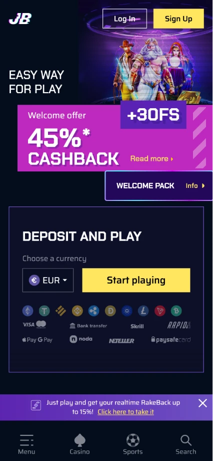 Justbit Casino Mobile Version