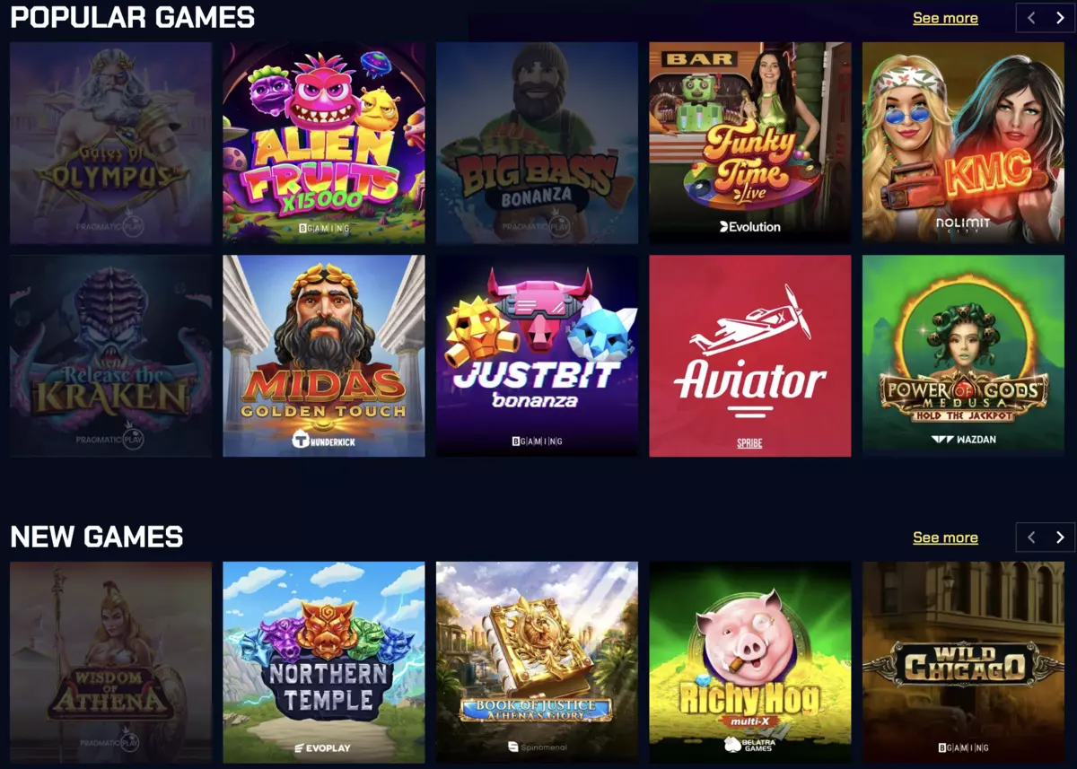 JustBit Casino slots