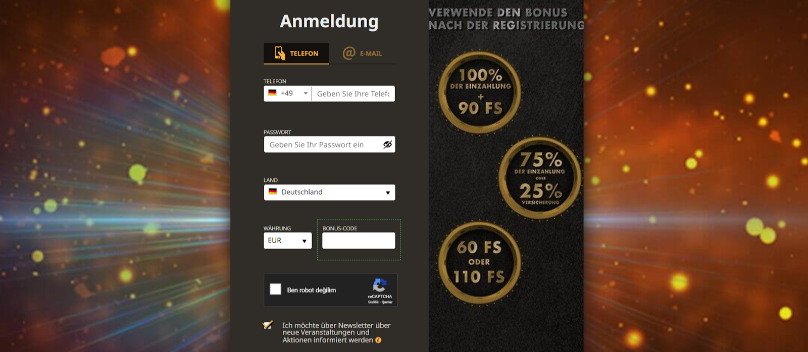 Registrierung iGaming