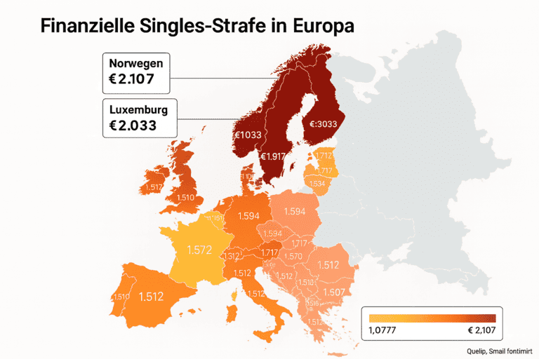 Finanzielle Singles-Strafe Karte von Europa